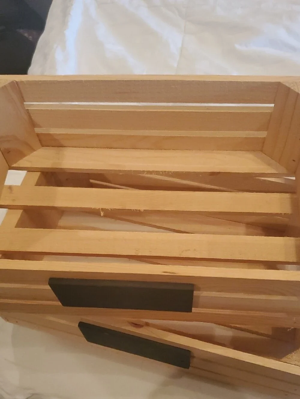 (2) Natural Wood Storage Crate with Chalkboard Label - Natural